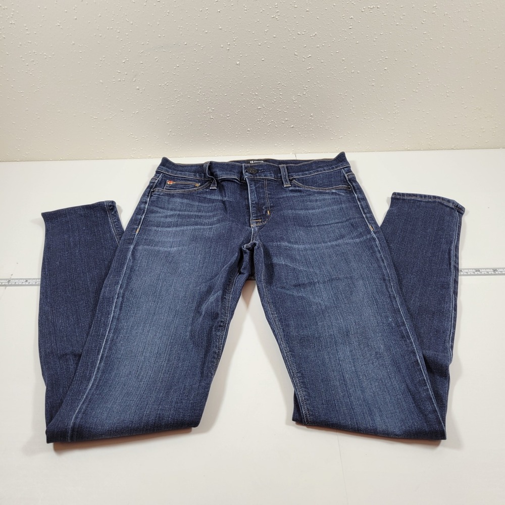 Hudson Skinny Jeans Women 27 Blue Excellent Dark Wash Stretch Denim